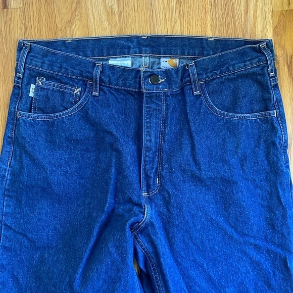 Carhartt FT Flame Resistant Jeans Blue Denim Men 38 x 30 Relaxed Fit FRB100 - Picture 4 of 11